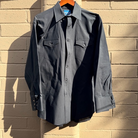Wrangler Other - Wrangler‎ Black Pearl Snap Button Up Western Shirt Men’s 16x33